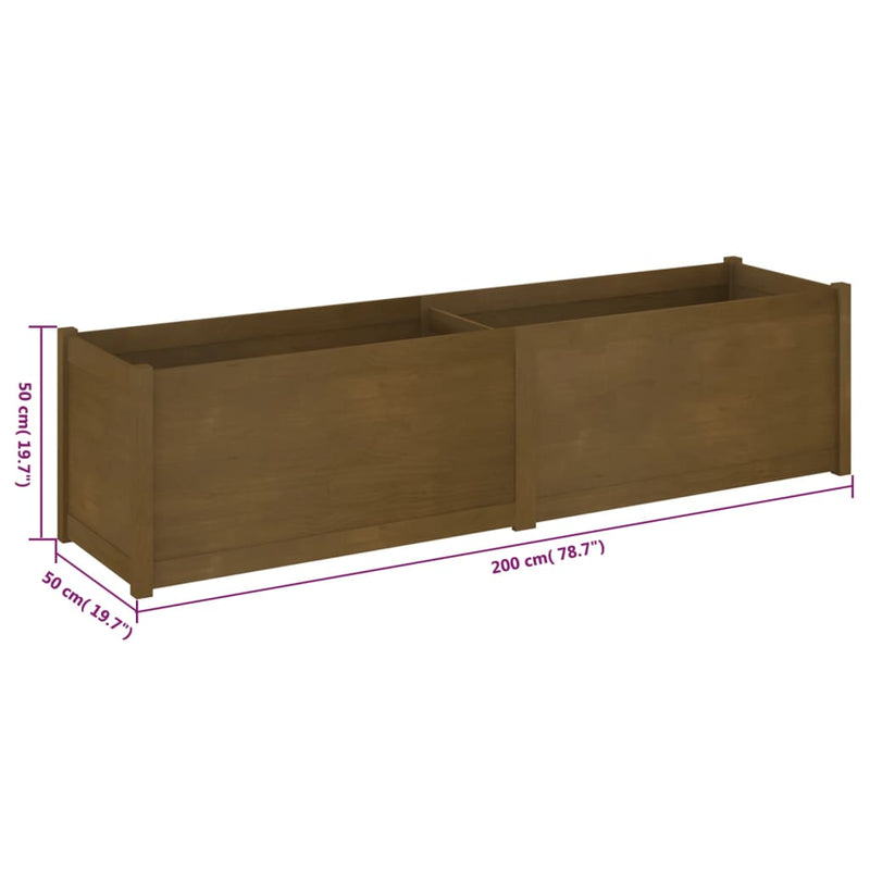 Garden Planter Honey Brown 200x50x50 cm Solid Wood Pine