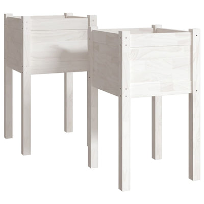 Garden Planters 2 pcs White 40x40x70 cm Solid Pinewood