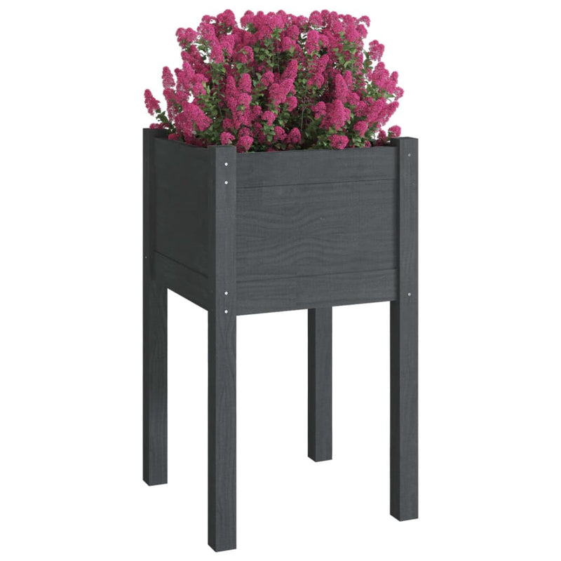 Garden Planter Grey 40x40x70 cm Solid Pinewood