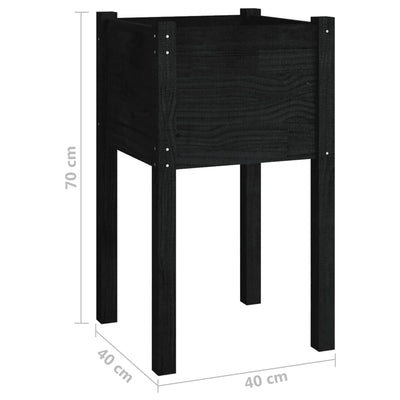 Garden Planter Black 40x40x70 cm Solid Pinewood