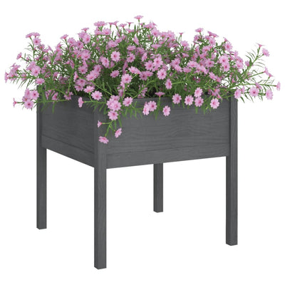 Garden Planter Grey 70x70x70 cm Solid Pinewood