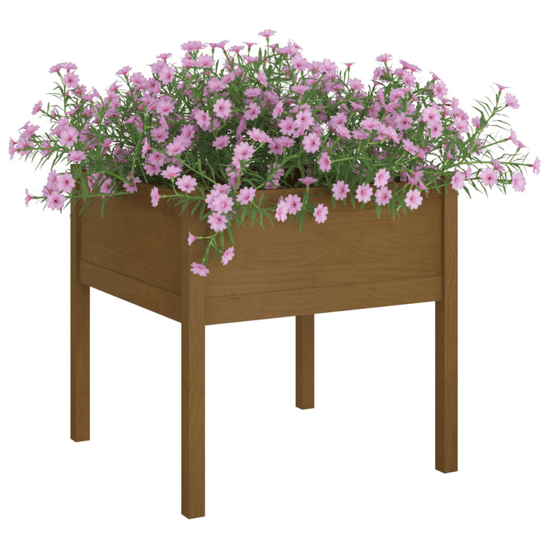 Garden Planter Honey Brown 70x70x70 cm Solid Pinewood