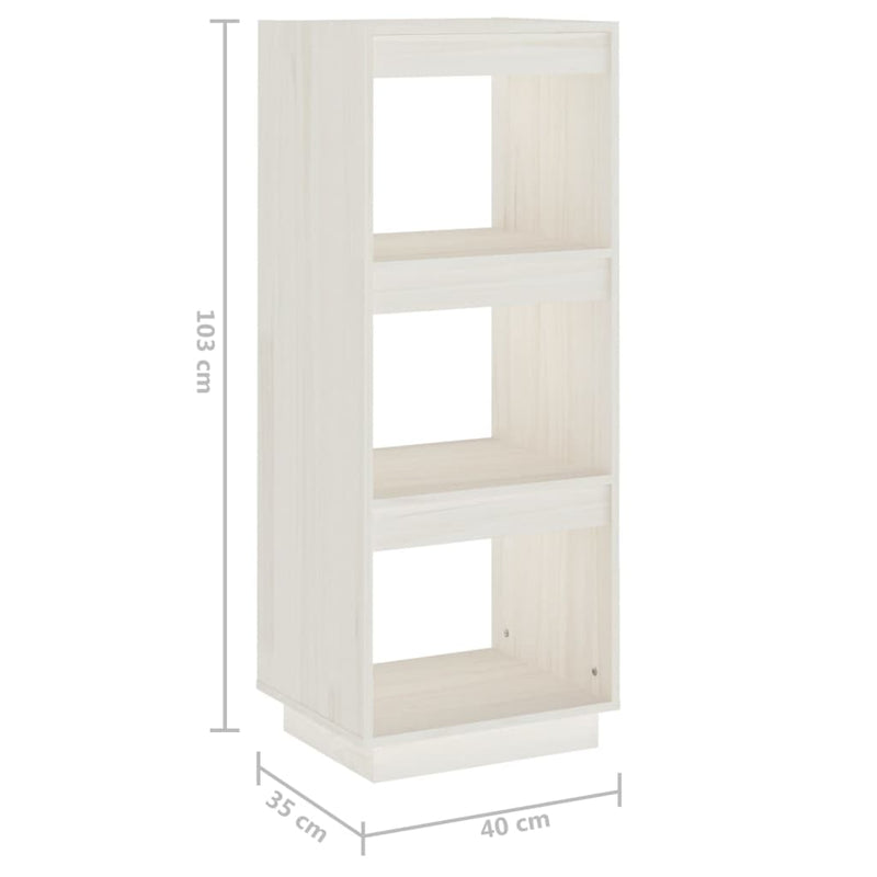 Book Cabinet/Room Divider White 40x35x103 cm Solid Pinewood