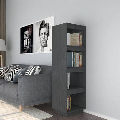 Book Cabinet/Room Divider Grey 40x35x135 cm Solid Pinewood