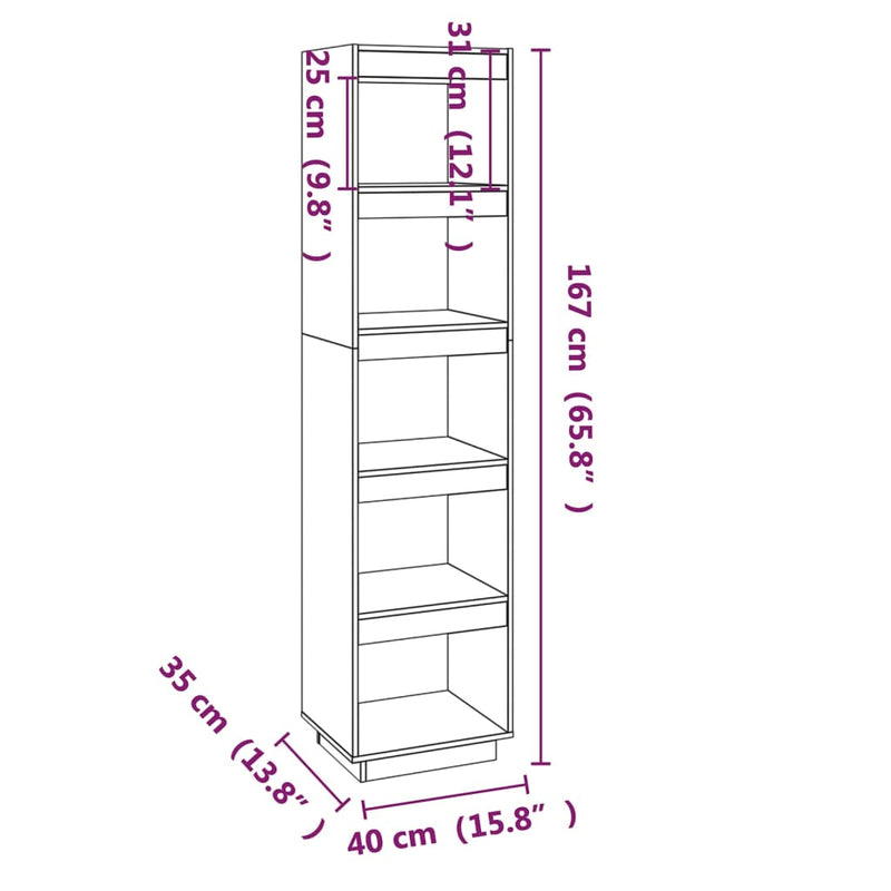 Book Cabinet/Room Divider White 40x35x167 cm Solid Wood Pine