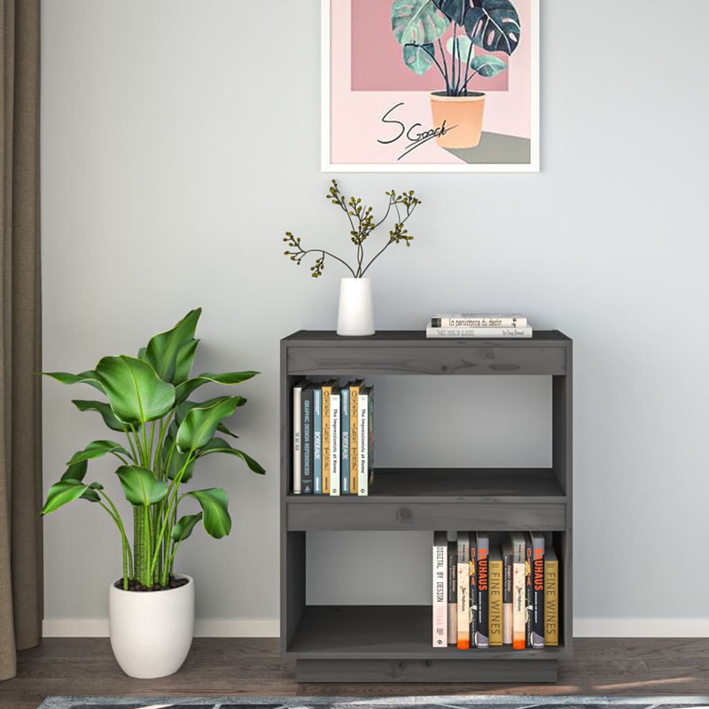 Book Cabinet Grey 60x35x71 cm Solid Wood Pine