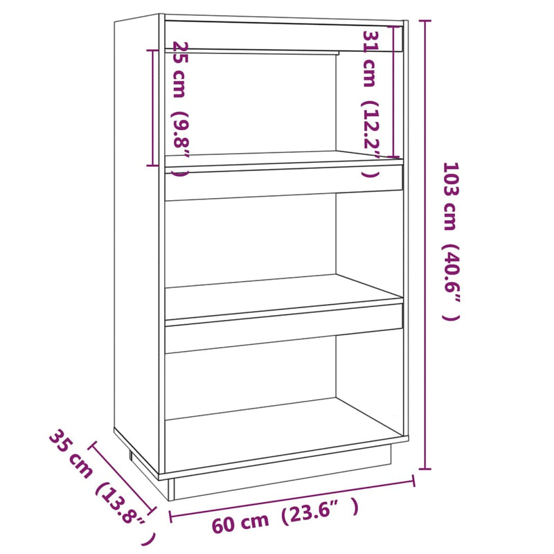 Book Cabinet/Room Divider 60x35x103 cm Solid Pinewood