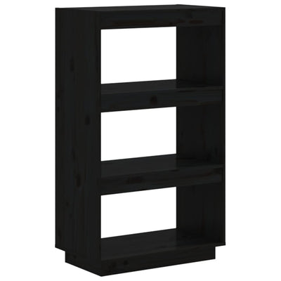 Book Cabinet/Room Divider Black 60x35x103 cm Solid Wood Pine