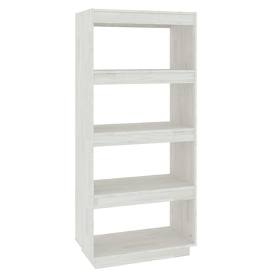 Book Cabinet/Room Divider White 60x35x135 cm Solid Pinewood