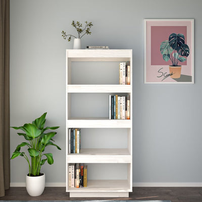 Book Cabinet/Room Divider White 60x35x135 cm Solid Pinewood