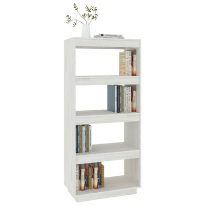 Book Cabinet/Room Divider White 60x35x135 cm Solid Pinewood