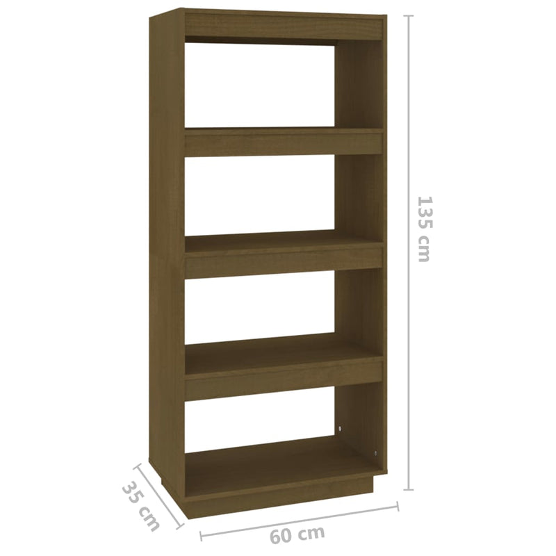 Book Cabinet/Room Divider Honey Brown 60x35x135 cm Solid Pinewood