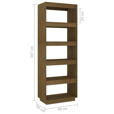 Book Cabinet/Room Divider Honey Brown 60x35x167 cm Solid Pinewood