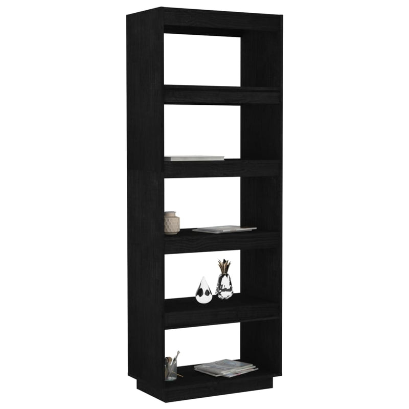 Book Cabinet/Room Divider Black 60x35x167 cm Solid Pinewood