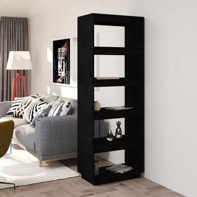 Book Cabinet/Room Divider Black 60x35x167 cm Solid Pinewood