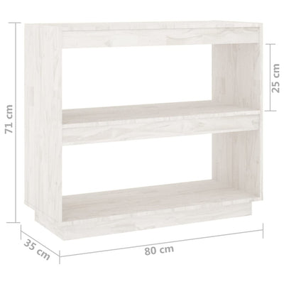 Book Cabinet White 80x35x71 cm Solid Pinewood