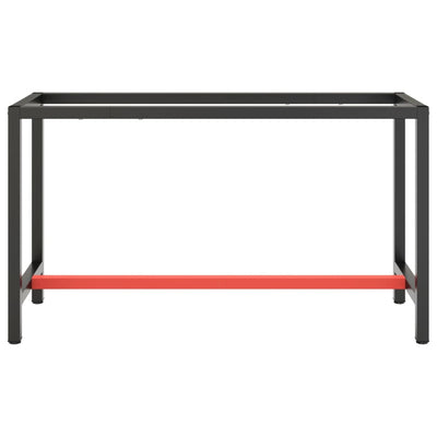 Work Bench Frame Matte Black and Matte Red 140x50x79 cm Metal