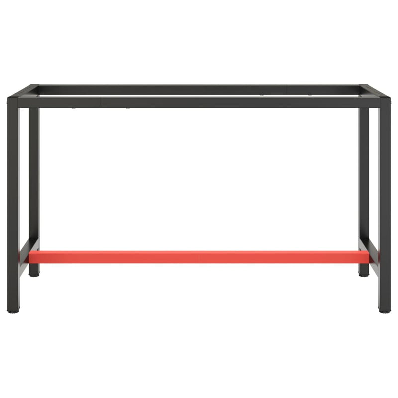 Work Bench Frame Matte Black and Matte Red 140x50x79 cm Metal