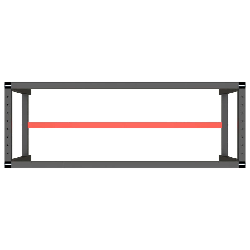 Work Bench Frame Matte Black and Matte Red 140x50x79 cm Metal