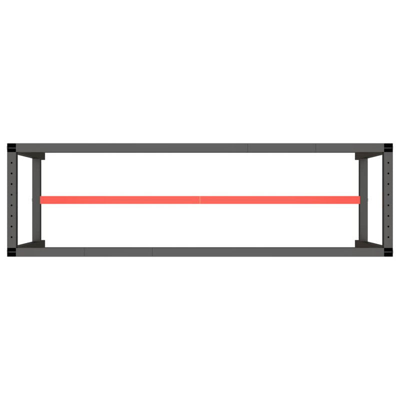 Work Bench Frame Matte Black and Matte Red 170x50x79 cm Metal