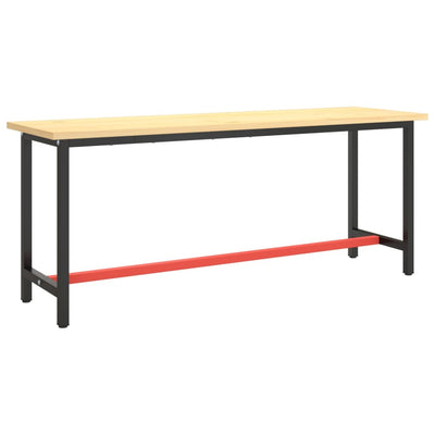 Work Bench Frame Matte Black and Matte Red 190x50x79 cm Metal