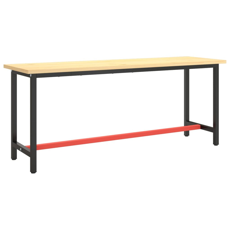 Work Bench Frame Matte Black and Matte Red 190x50x79 cm Metal