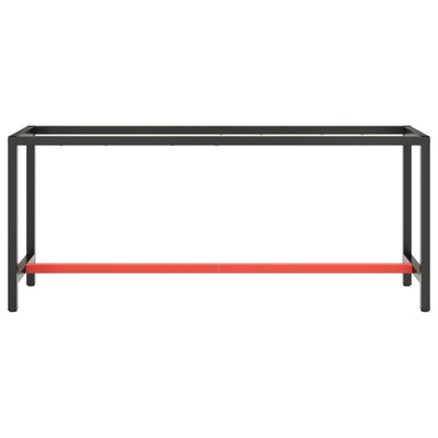 Work Bench Frame Matte Black and Matte Red 190x50x79 cm Metal