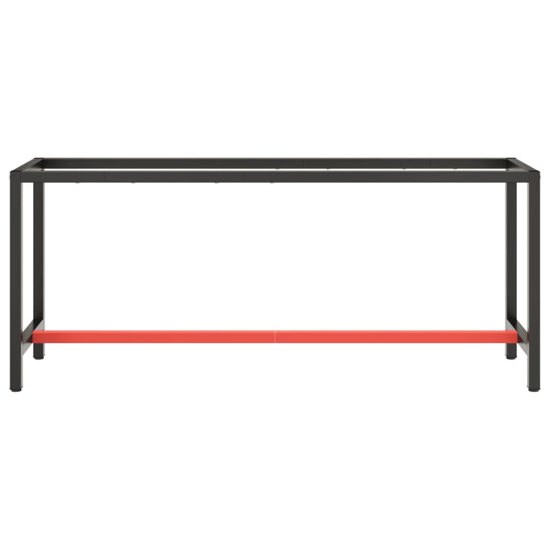 Work Bench Frame Matte Black and Matte Red 190x50x79 cm Metal