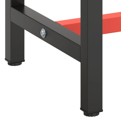 Work Bench Frame Matte Black and Matte Red 190x50x79 cm Metal