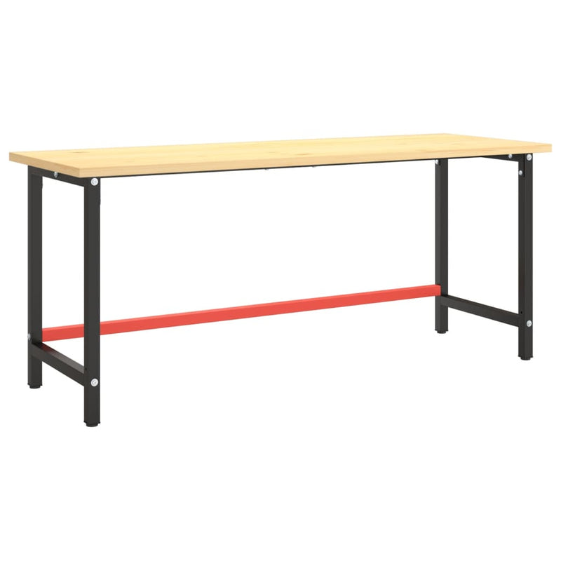 Work Bench Frame Matte Black and Matte Red 180x57x79 cm Metal