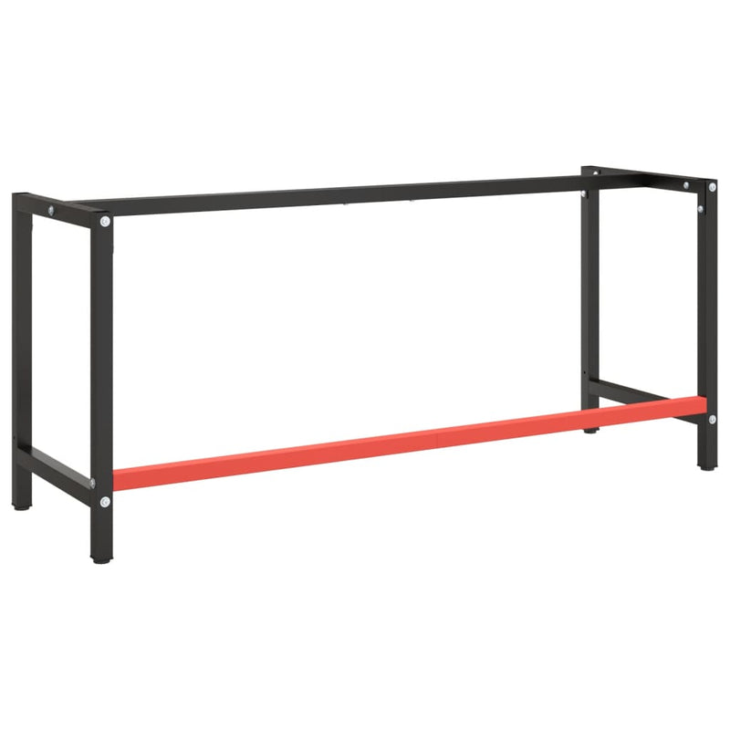 Work Bench Frame Matte Black and Matte Red 180x57x79 cm Metal