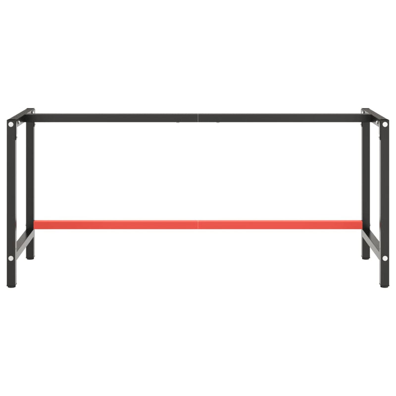 Work Bench Frame Matte Black and Matte Red 180x57x79 cm Metal