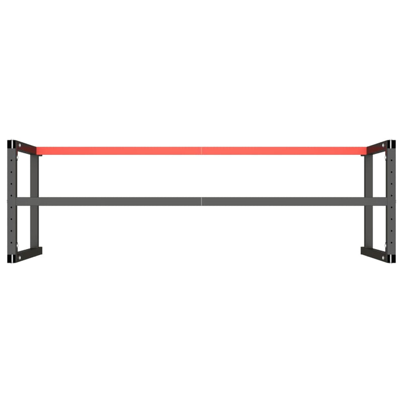 Work Bench Frame Matte Black and Matte Red 180x57x79 cm Metal