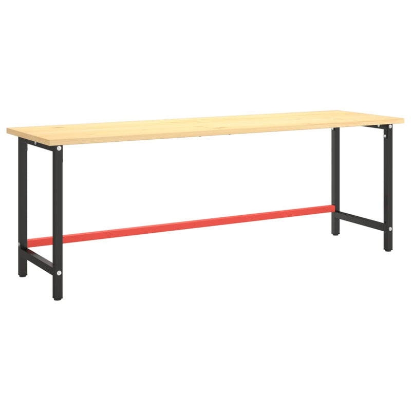 Work Bench Frame Matte Black and Matte Red 220x57x79 cm Metal