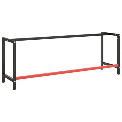 Work Bench Frame Matte Black and Matte Red 220x57x79 cm Metal