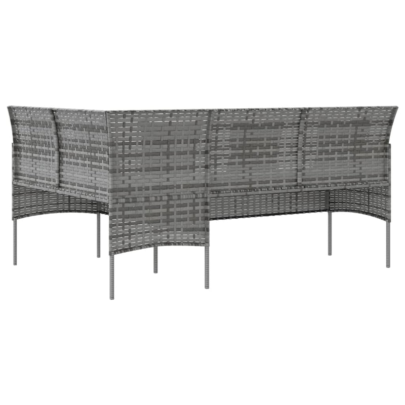 L-shaped Couch Sofa with Cushions Poly Rattan Grey