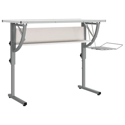 Craft Desk White and Grey 110x53x(58-87) cm Engineered Wood and Steel