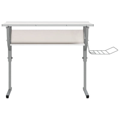 Craft Desk White and Grey 110x53x(58-87) cm Engineered Wood and Steel