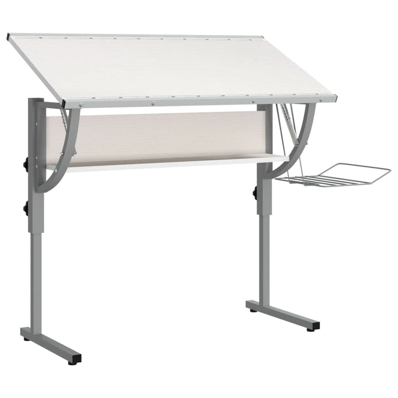 Craft Desk White and Grey 110x53x(58-87) cm Engineered Wood and Steel