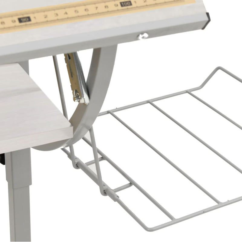 Craft Desk White and Grey 110x53x(58-87) cm Engineered Wood and Steel