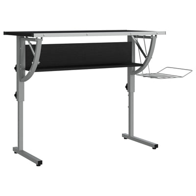 Craft Desk Black and Grey 110x53x(58-87) cm Engineered Wood and Steel