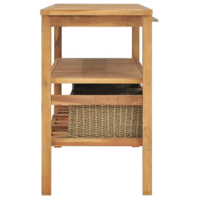 Bathroom Vanity Cabinet with 3 Baskets Solid Wood Teak 132x45x75 cm