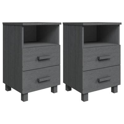 Bedside Cabinets"HAMAR"2 pcs Dark Grey 40x35x62 cm Solid Wood