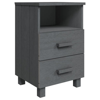 Bedside Cabinets"HAMAR"2 pcs Dark Grey 40x35x62 cm Solid Wood