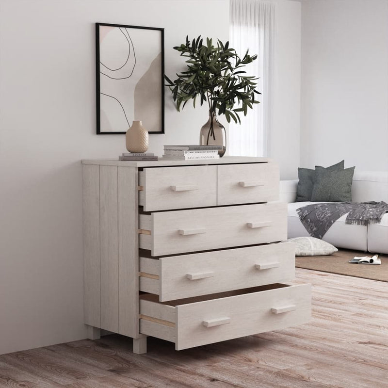 Sideboard "HAMAR" White 79x40x80 cm Solid Wood Pine