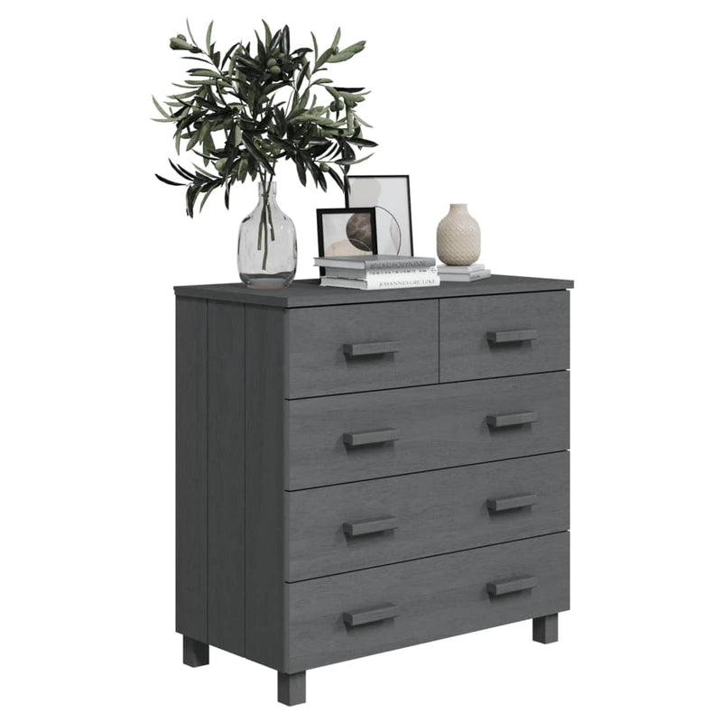 Sideboard "HAMAR" Dark Grey 79x40x80 cm Solid Wood Pine