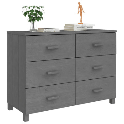 Sideboard "HAMAR" Dark Grey 113x40x80 cm Solid Wood Pine