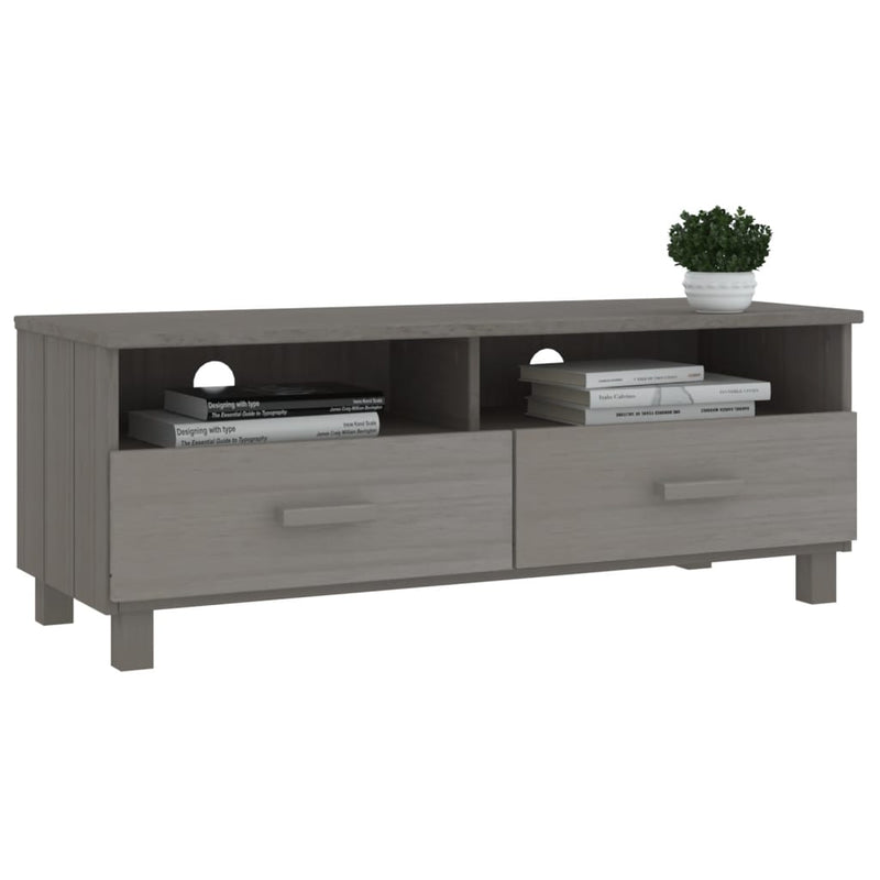 TV Cabinet "HAMAR" Light  Grey 106x40x40 cm Solid Wood Pine