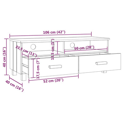 TV Cabinet "HAMAR" Light  Grey 106x40x40 cm Solid Wood Pine