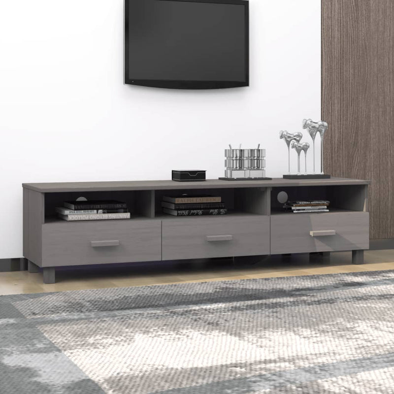 TV Cabinet "HAMAR" Light  Grey 158x40x40 cm Solid Wood Pine